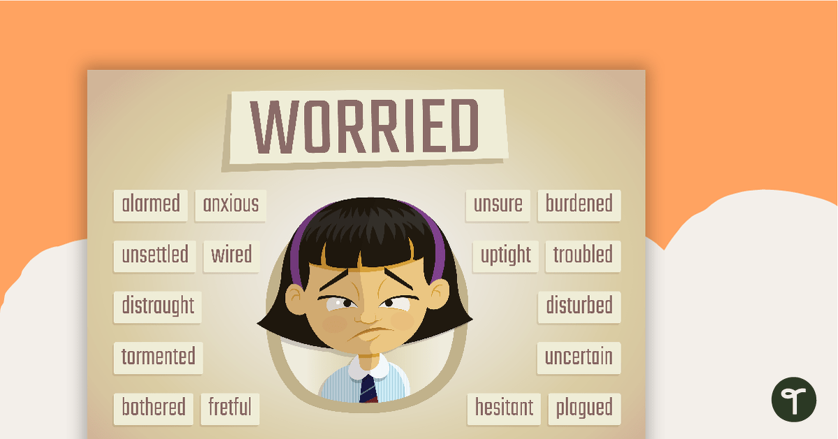 Worried Synonyms Poster teaching resource