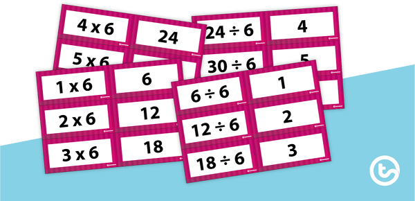 Multiplication and Division Facts Flashcards - Multiples of 6 teaching resource