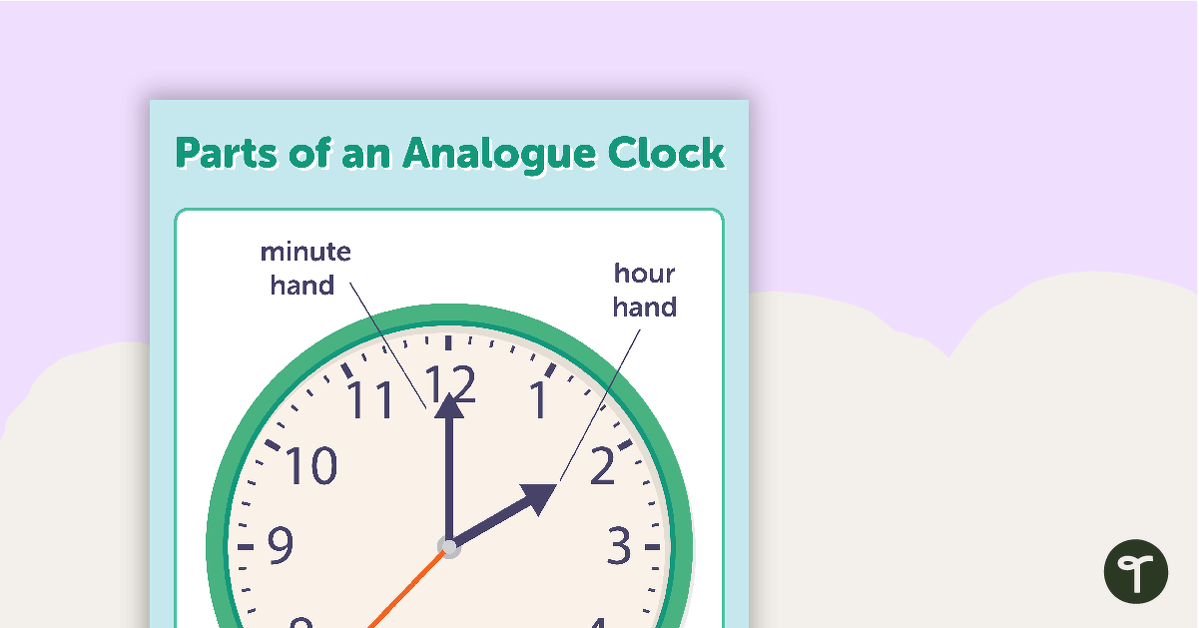 Parts of an Analogue Clock - Poster