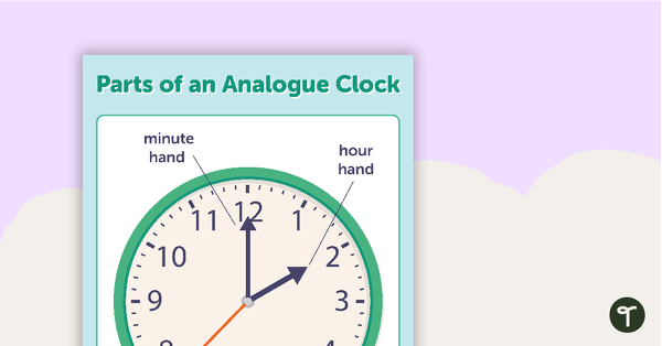 Go to Parts of an Analogue Clock - Poster teaching resource