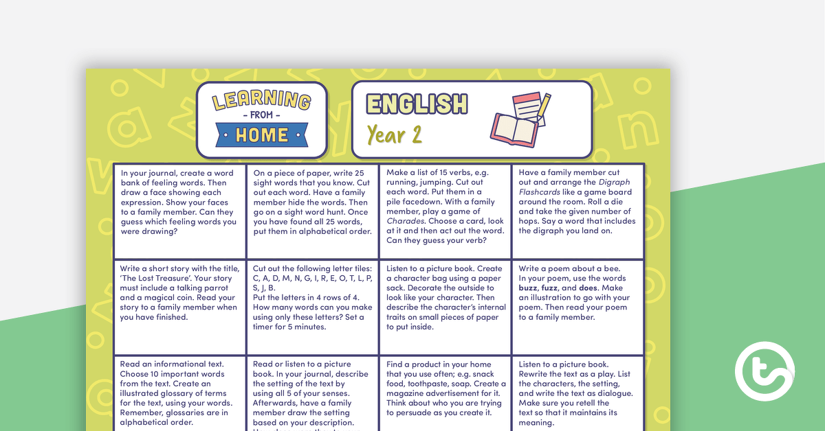 Preview image for Year 2 – Week 3 Learning from Home Activity Grids - teaching resource