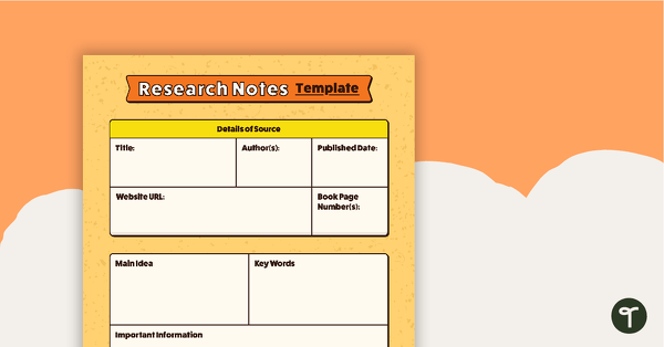 Go to Research Notes Template teaching resource