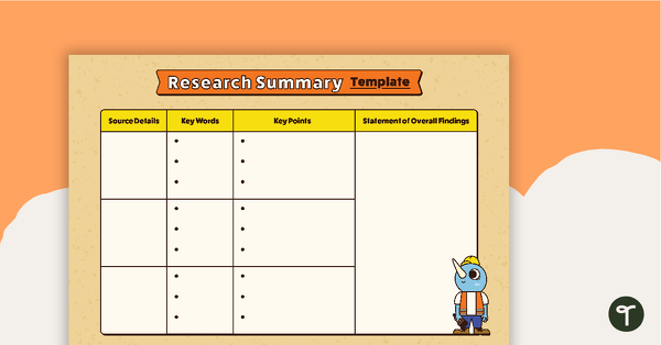 Research Summary Template teaching resource