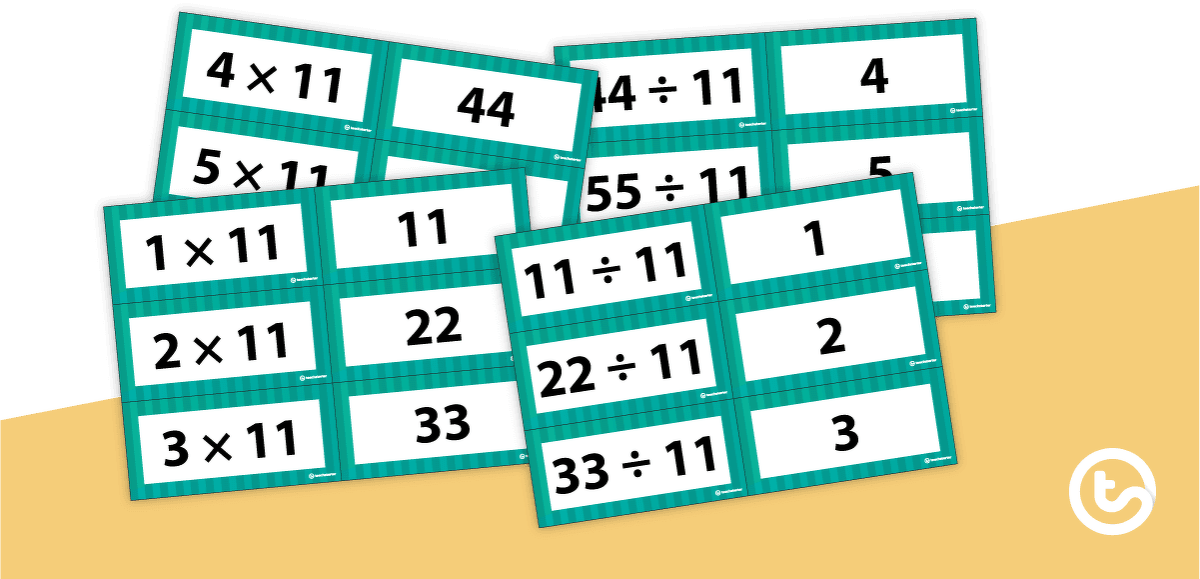 Multiplication and Division Facts Flashcards - Multiples of 11 teaching resource
