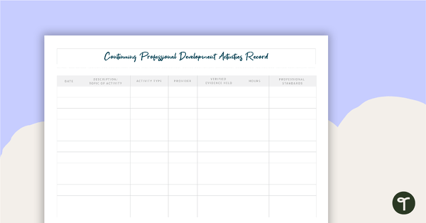 Inspire Printable Teacher Diary – Professional Development Activities Recording Page teaching resource