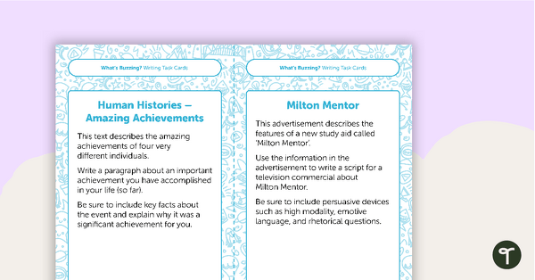 Grade 6 Magazine - "What's Buzzing?" (Issue 1) Task Cards teaching resource
