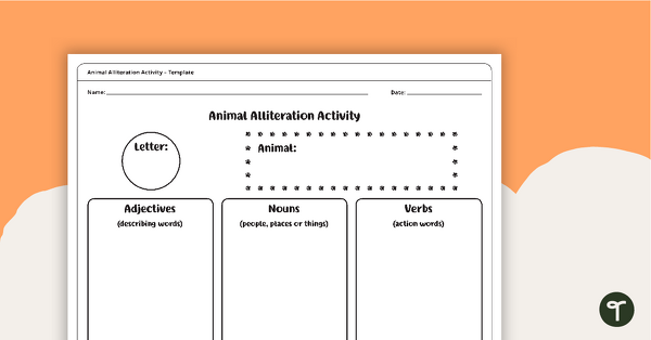 Preview image for Animal Alliteration Activity - Brainstorming Template - teaching resource