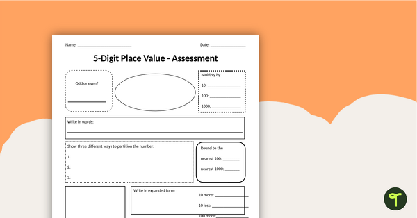 Preview image for 5-Digit Place Value - Assessment - teaching resource