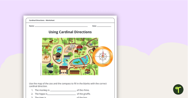 Using Cardinal Directions – Worksheet teaching resource