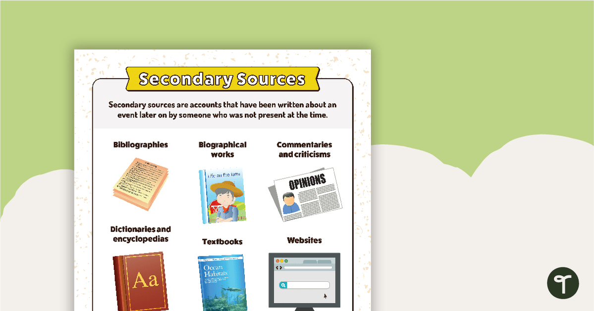 Secondary Sources Poster (Alternate Version) teaching resource