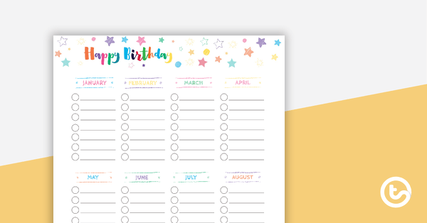 Go to Chalkboard Printable Teacher Diary - Birthdays (Portrait) teaching resource