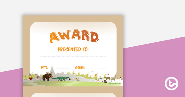 Animals - Award Certificate teaching resource