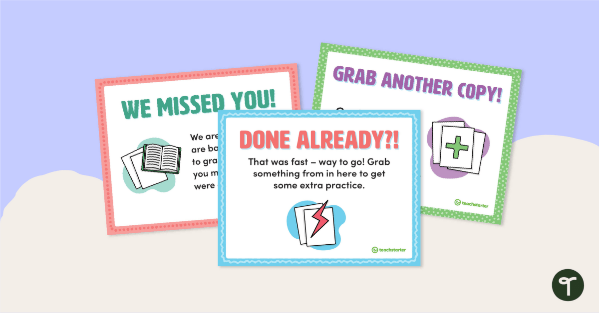 Teacher Crate Labels for Missing Work & Early Finishers teaching resource