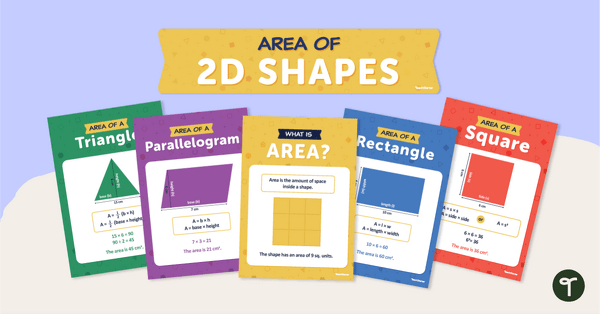 Preview image for Area of 2D Shapes Posters - teaching resource