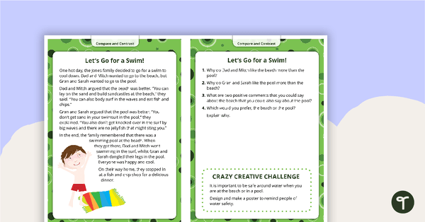 Comprehension Task Cards - Compare And Contrast teaching resource