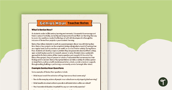 Go to Genius Hour Teacher Notes teaching resource