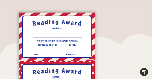 Read Across America Participation Certificates teaching resource
