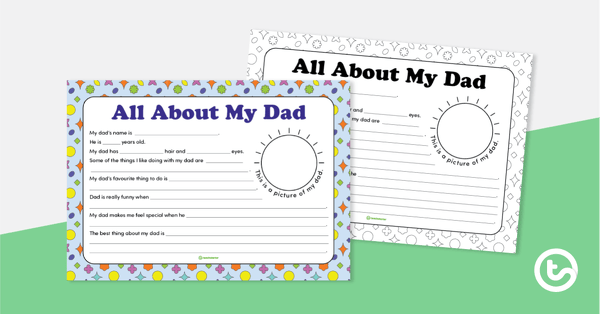 All About My Dad – Cloze Passage Worksheet teaching resource