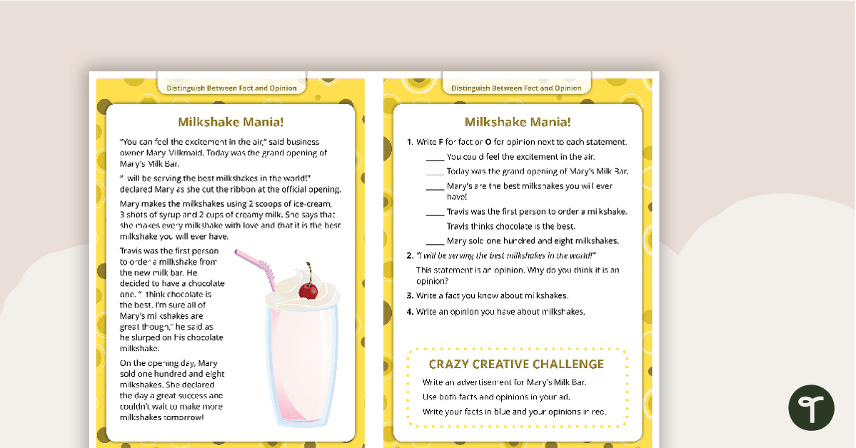Comprehension Task Cards - Distinguishing Between Fact and Opinion teaching resource