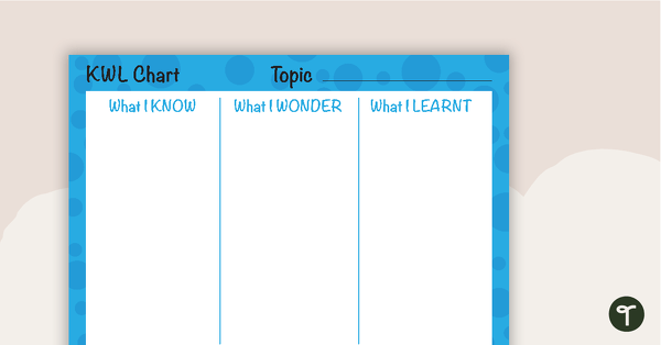 Go to Know Wonder Learned - KWL Chart - Polkadots teaching resource