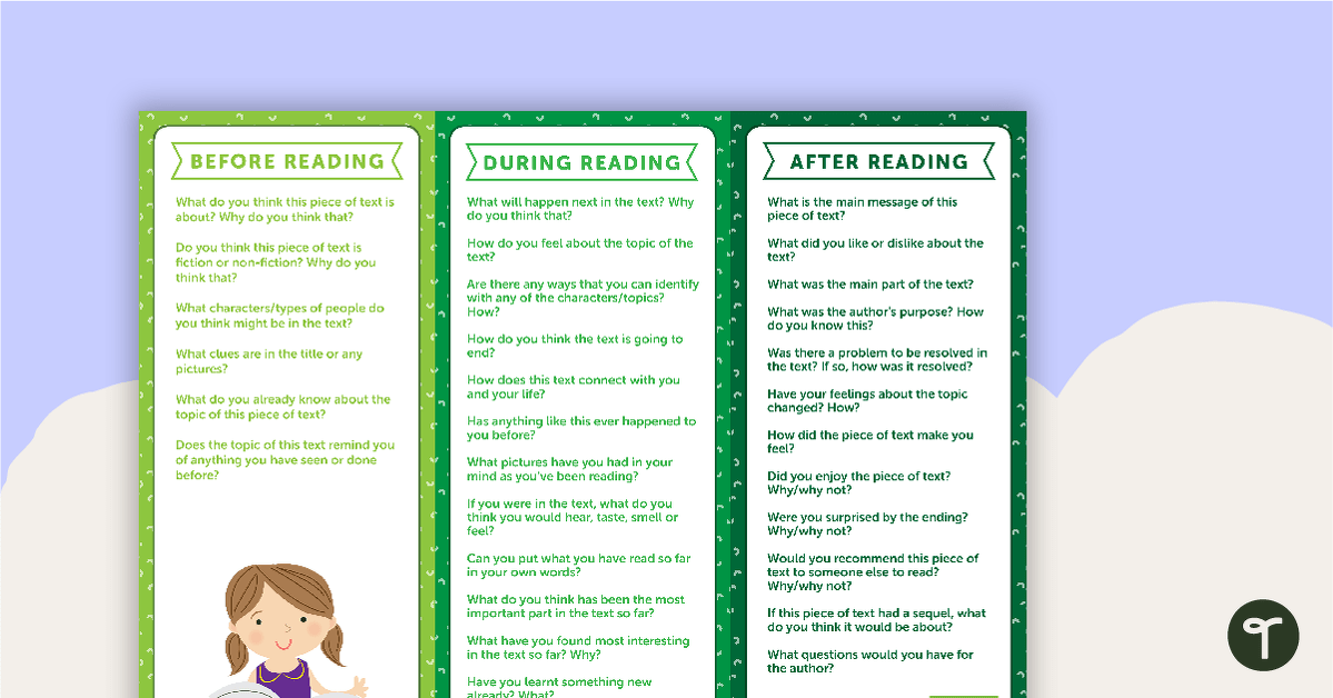Before, During and After Reading Non-Fiction - Question Prompts teaching resource