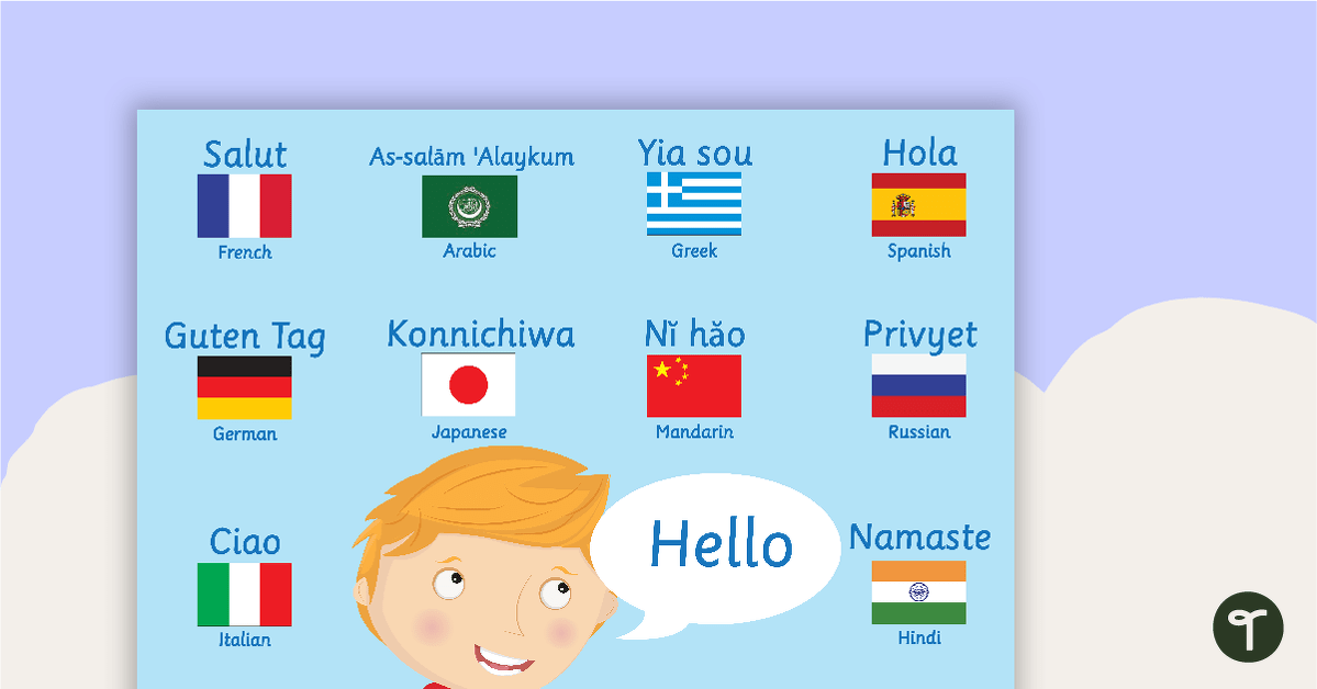 Preview image for Hello Around The World Poster - teaching resource
