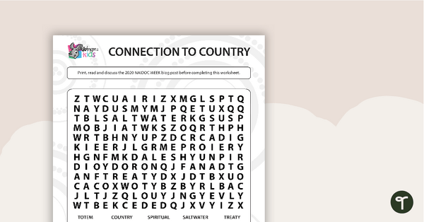 Go to NAIDOC Week Connection to Country Word Search - Middle Primary teaching resource