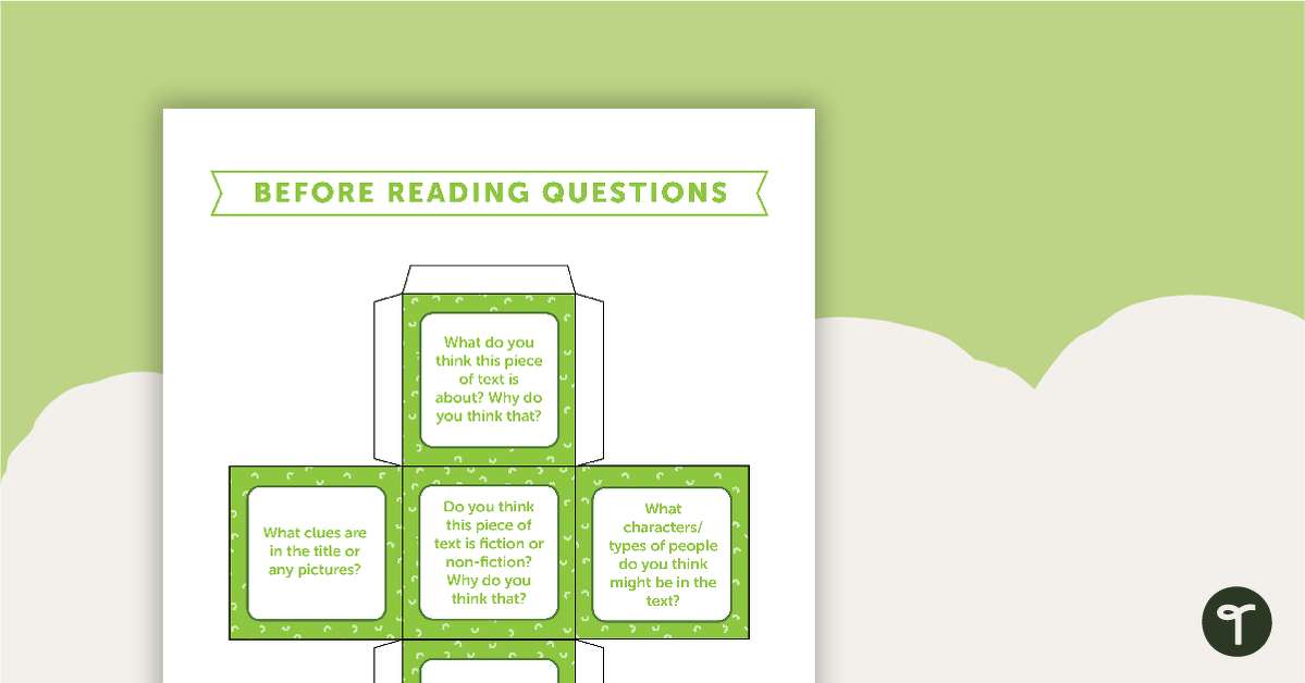 预览图像之前,期间和之后的阅读Non-Fiction Questions - Dice - teaching resource