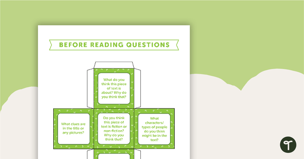 Before, During and After Reading Non-Fiction Questions - Dice teaching resource