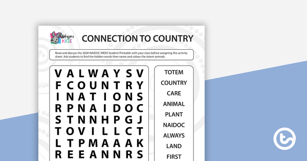 NAIDOC Week Connection to Country Word Search - Lower Primary teaching resource