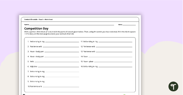 Comical Chronicle Worksheets - Year 6 teaching resource