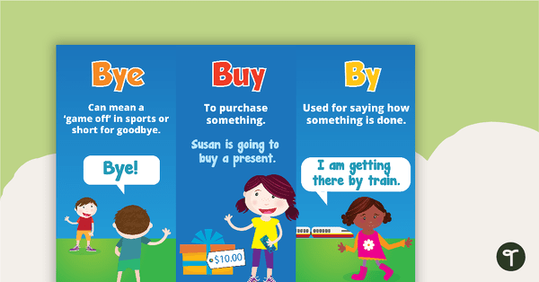 Go to Buy, By and Bye Homophones Poster Original Design teaching resource