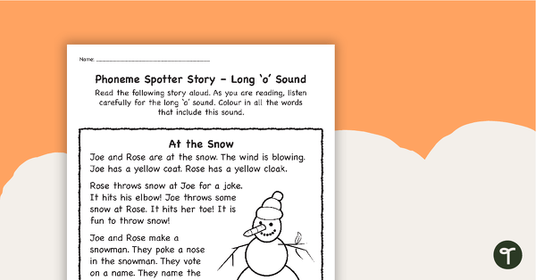 Go to Phoneme Spotter Story – Long 'o' Sound teaching resource