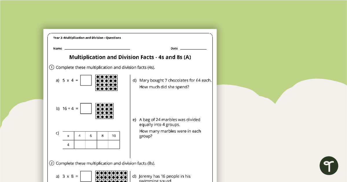 Preview image for Number Worksheets - Multiplication and Division - Year 3 - teaching resource