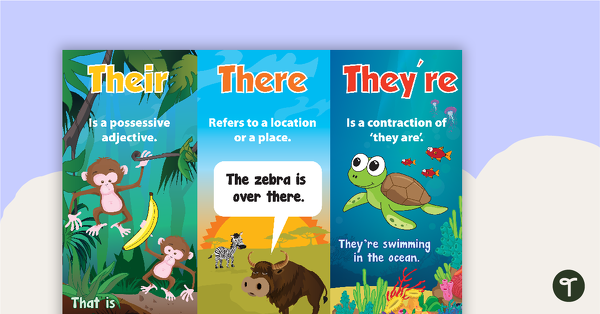 Their, They're and There Homophones Poster Original Design teaching resource