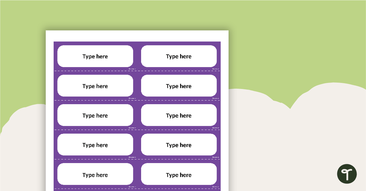 Plain Purple - Name Tags teaching resource