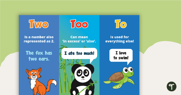 Go to Two, Too and To Homophones Poster Original Design teaching resource
