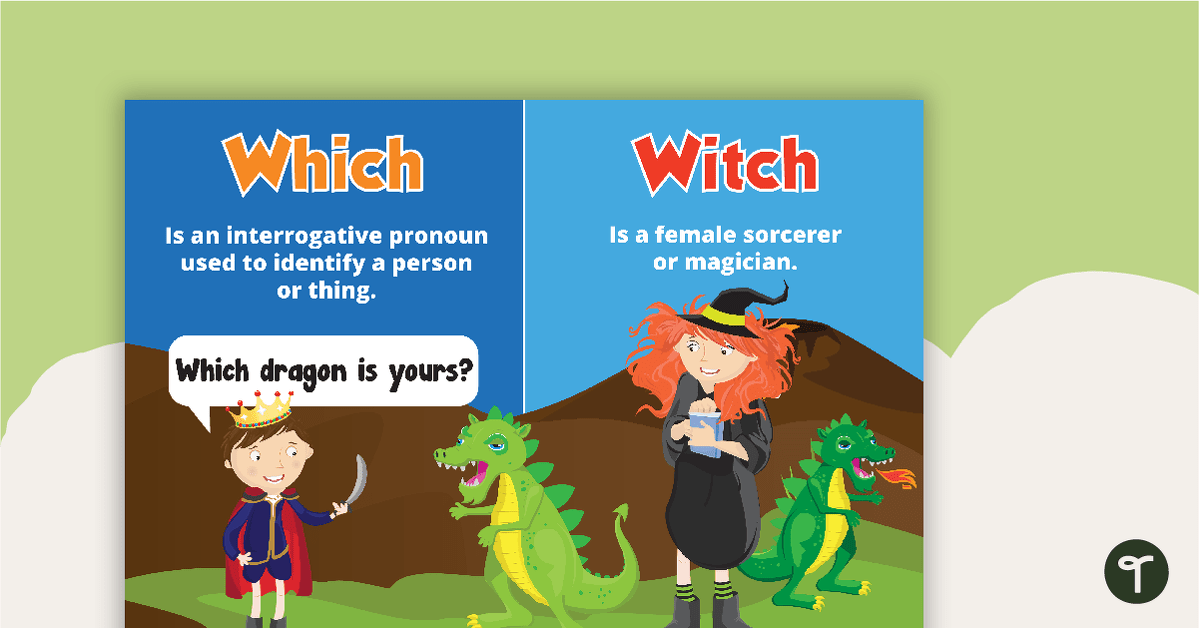 Preview image for Witch and Which Homophones Poster Original Design - teaching resource
