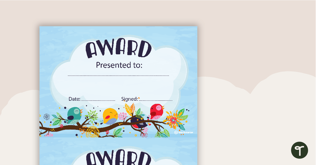 Friends of a Feather - Award Certificate teaching resource