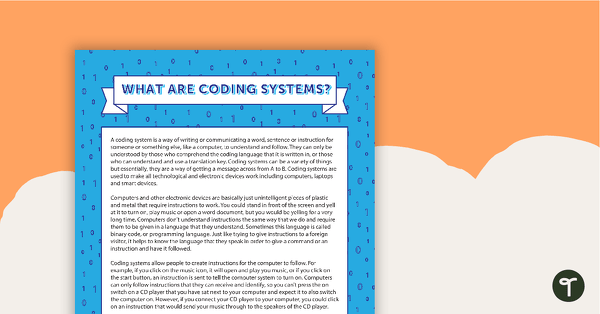 Comprehension - What Are Coding Systems? teaching resource