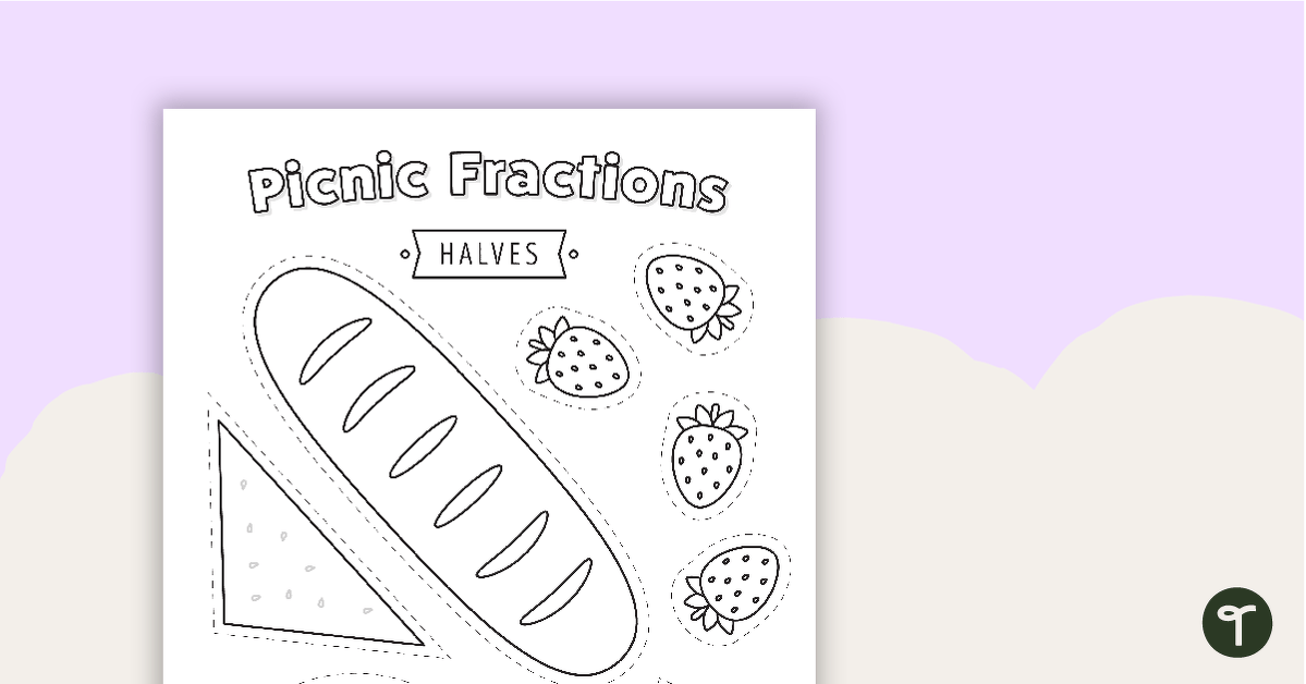 Picnic Fractions Worksheet (Halves) teaching resource