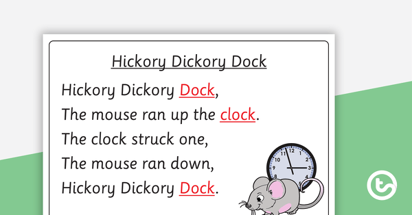Hickory Dickory Dock - Poster and Cut-Out Pages teaching resource