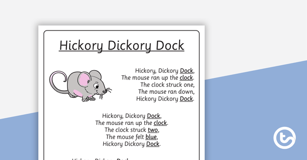 Go to Hickory Dickory Dock - Poster and Cut-Out Pages teaching resource