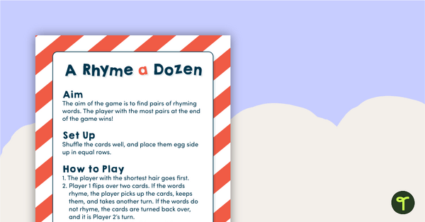 A Rhyme Dozen - Matching Game | Teach