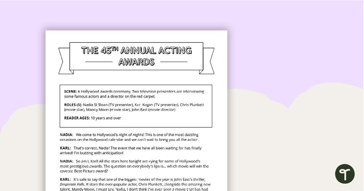 Readers' Theatre Script - 45th Annual Acting Awards teaching resource
