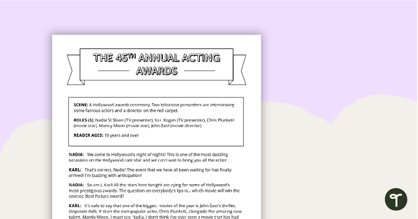 Preview image for Readers' Theatre Script - 45th Annual Acting Awards - teaching resource