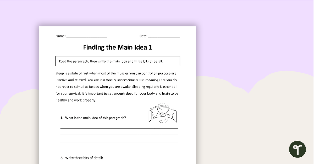 Preview image for Finding the Main Idea - Worksheets - teaching resource