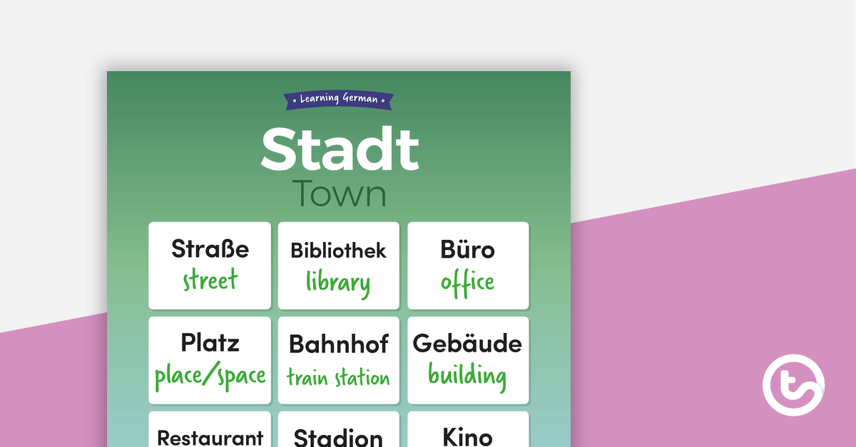 Town – German Language Poster teaching resource
