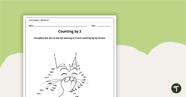 Go to Dot-to-Dot Drawing - Numbers by 3 - Cat teaching resource