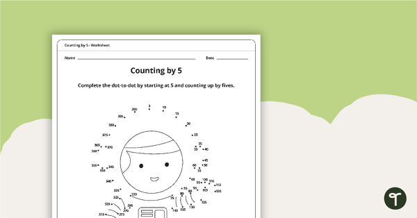 Dot-to-Dot Drawing - Numbers by 5 - Astronaut teaching resource